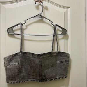 Zara gray denim crop with clear sequins